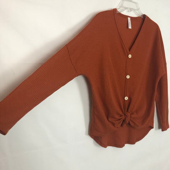 Twenty Ten Waffle Knit Tie Front Top Size Medium - Picture 5 of 9